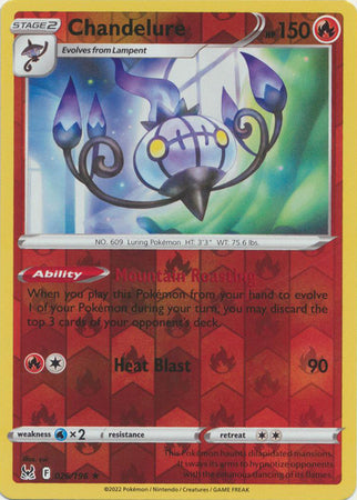 Pokemon Card Lost Origin 026/196 26/196 Chandelure Reverse Holo Rare *MINT*