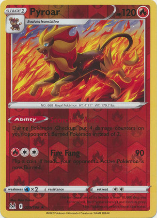 Pokemon Card Lost Origin 029/196 29/196 Pyroar Reverse Holo Rare *MINT*