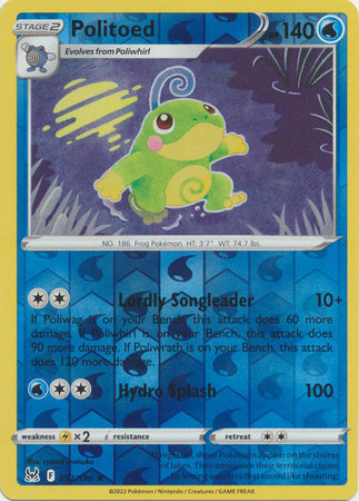 Pokemon Card Lost Origin 032/196 32/196 Politoed Reverse Holo Rare *MINT*