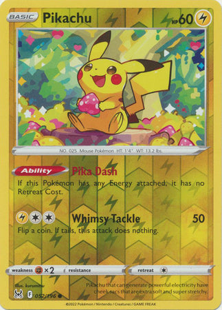 Pokemon Card Lost Origin 052/196 52/196 Pikachu Reverse Holo Common *MINT*