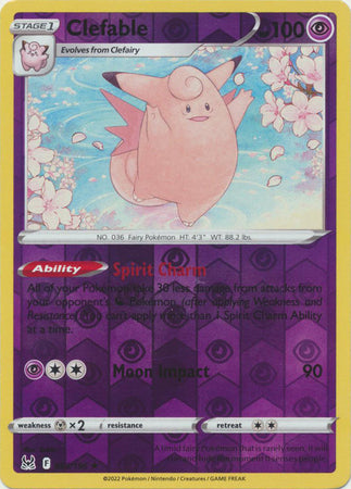 Pokemon Card Lost Origin 063/196 63/196 Clefable Reverse Holo Rare *MINT*