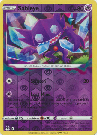 Pokemon Card Lost Origin 070/196 70/196 Sableye Reverse Holo Rare *MINT*