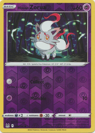 Pokemon Card Lost Origin 075/196 75/196 Hisuian Zorua Reverse Holo Common *MINT*