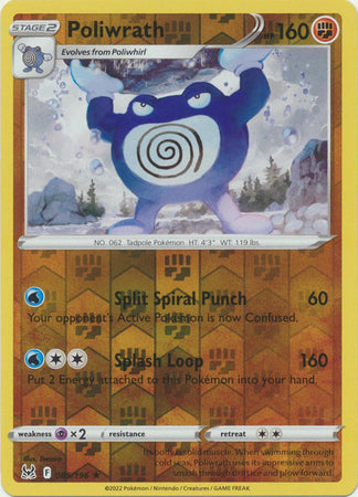 Pokemon Card Lost Origin 085/196 85/196 Poliwrath Reverse Holo Rare *MINT*