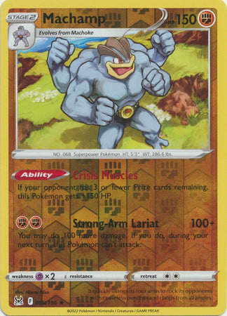 Pokemon Card Lost Origin 088/196 88/196 Machamp Reverse Holo Rare *MINT*