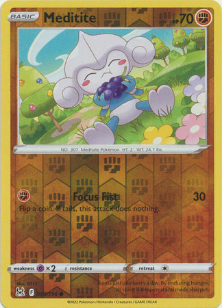 Pokemon Card Lost Origin 099/196 99/196 Meditite Reverse Holo Common *MINT*