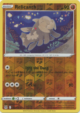 Pokemon Card Lost Origin 101/196 Relicanth Reverse Holo Uncommon *MINT*