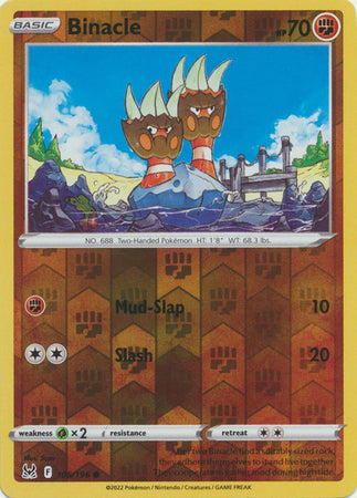 Pokemon Card Lost Origin 106/196 Binacle Reverse Holo Common *MINT*