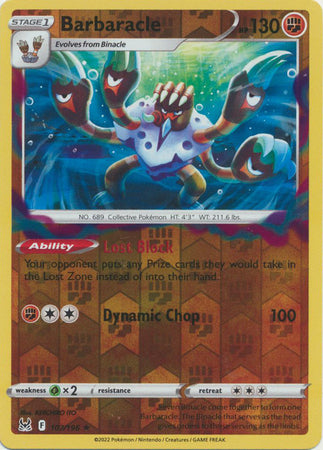 Pokemon Card Lost Origin 107/196 Barbaracle Reverse Holo Rare *MINT*