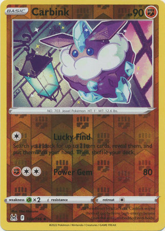 Pokemon Card Lost Origin 108/196 Carbink Reverse Holo Uncommon *MINT*