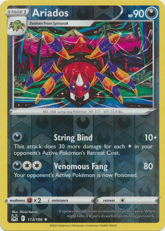 Pokemon Card Lost Origin 113/196 Ariados Reverse Holo Rare *MINT*