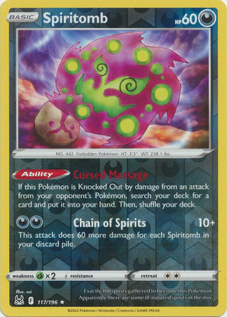 Pokemon Card Lost Origin 117/196 Spiritomb Reverse Holo Rare *MINT*