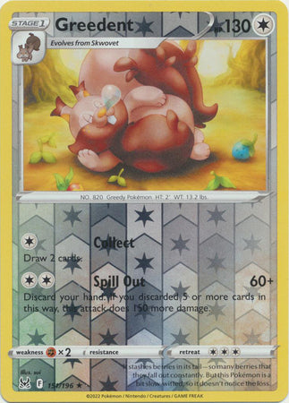 Pokemon Card Lost Origin 151/196 Greedent Reverse Holo Rare *MINT*