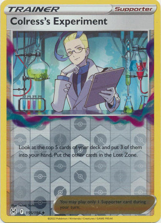 Pokemon Card Lost Origin 155/196 Colress's Experiment Supporter Reverse Holo Uncommon *MINT*