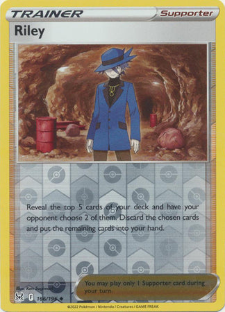 Pokemon Card Lost Origin 166/196 Riley Supporter Reverse Holo Uncommon *MINT*