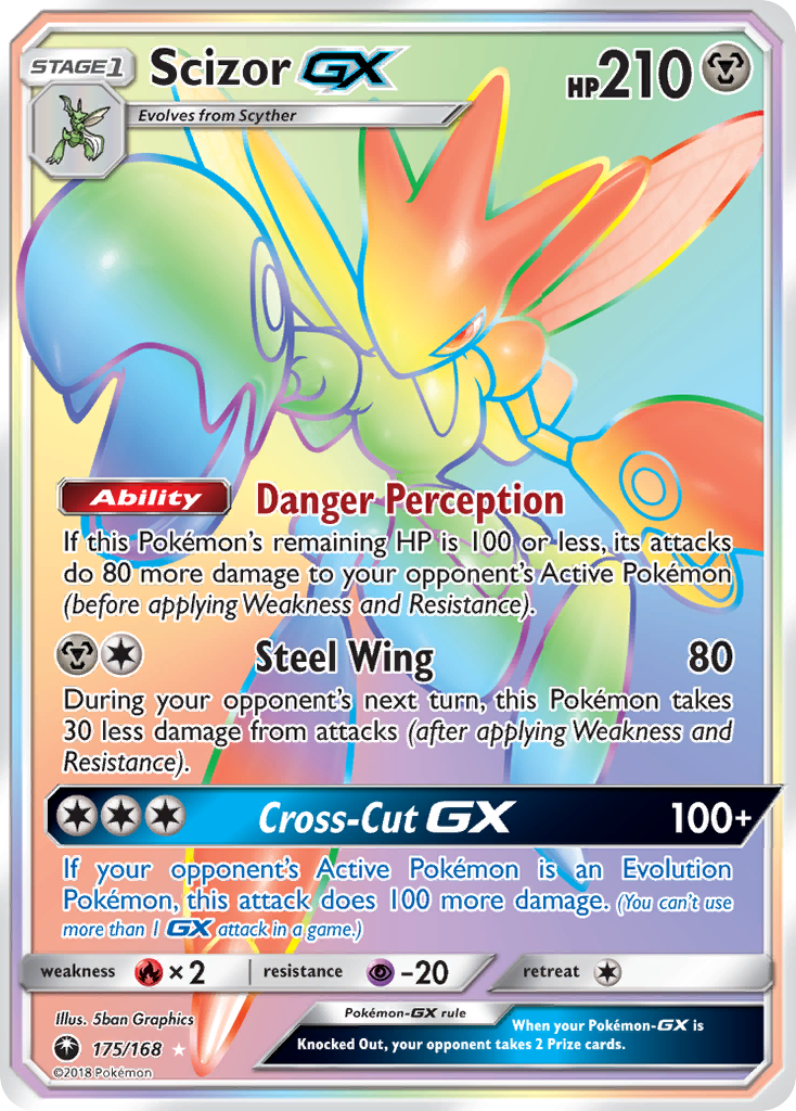 Pokemon Card Celestial Storm  175/168 Scizor-GX Pokemon Hyper Rare *MINT*