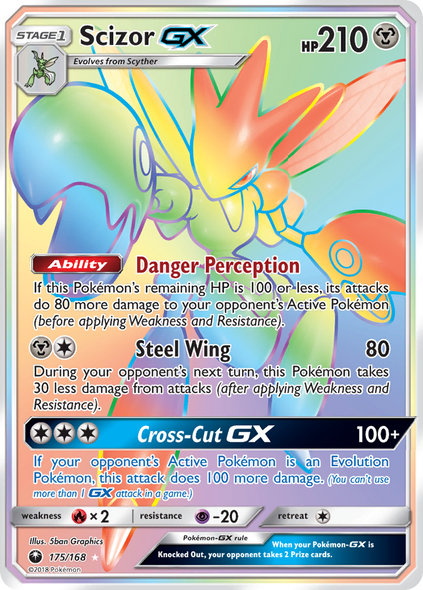 Pokemon Card Celestial Storm  175/168 Scizor-GX Pokemon Hyper Rare *MINT*