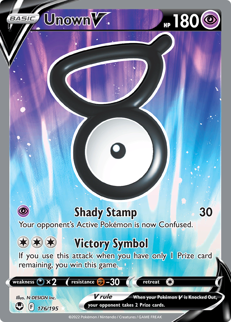 (S) Pokemon Card Silver Tempest 176/195 Unown V Full Art *MINT*