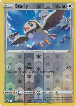 Pokemon Card Crown Zenith 110/159 Starly Reverse Holo Common *MINT*