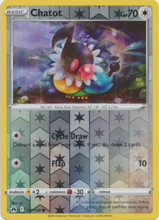 Pokemon Card Crown Zenith 112/159 Chatot Reverse Holo Common *MINT*