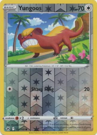 Pokemon Card Crown Zenith 117/159 Yungoos Reverse Holo Common *MINT*