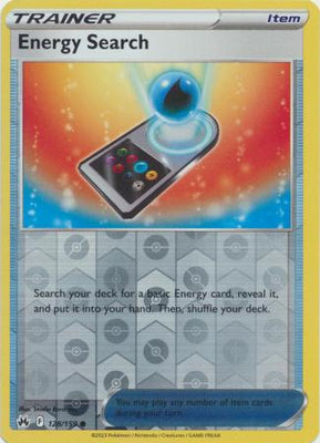 Pokemon Card Crown Zenith 128/159 Energy Search Item Reverse Holo Common *MINT*