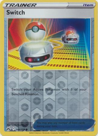 Pokemon Card Crown Zenith 144/159 Switch Item Reverse Holo Common *MINT*