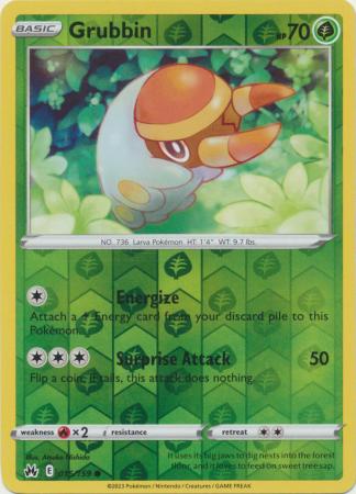 Pokemon Card Crown Zenith 015/159 15/159 Grubbin Reverse Holo Common *MINT*