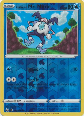 Pokemon Card Crown Zenith 030/159 30/159 Galarian Mr. Mime Reverse Holo Common *MINT*