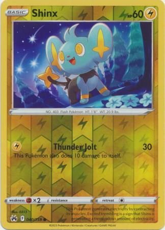 Pokemon Card Crown Zenith 040/159 40/159 Shinx Reverse Holo Common *MINT*