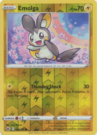 Pokemon Card Crown Zenith 047/159 47/159 Emolga Reverse Holo Common *MINT*