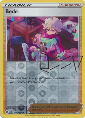 Pokemon Card Crown Zenith 124/159 Bede Supporter Reverse Holo Rare *MINT*