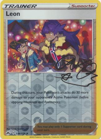 Pokemon Card Crown Zenith 134/159 Leon Supporter Reverse Holo Rare *MINT*