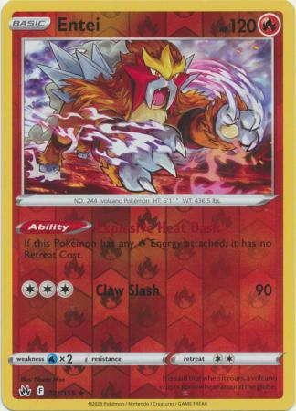 Pokemon Card Crown Zenith 021/159 21/159 Entei Reverse Holo Rare *MINT*