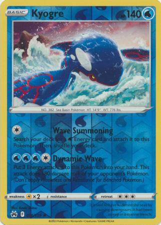 Pokemon Card Crown Zenith 036/159 36/159 Kyogre Reverse Holo Rare *MINT*