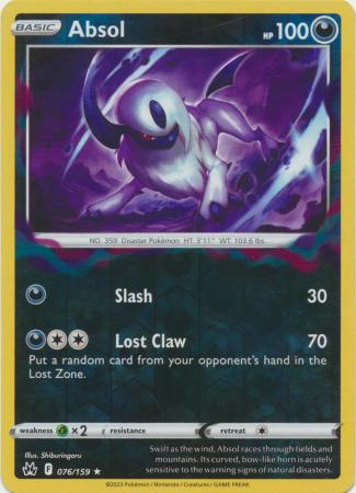 Pokemon Card Crown Zenith 076/159 76/159 Absol Reverse Holo Rare *MINT*