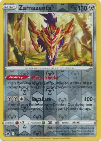 (S) Pokemon Card Crown Zenith 097/159 97/159 Zamazenta Reverse Holo Rare *MINT*