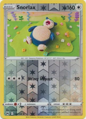 Pokemon Card Crown Zenith 109/159 Snorlax Reverse Holo Rare *MINT*