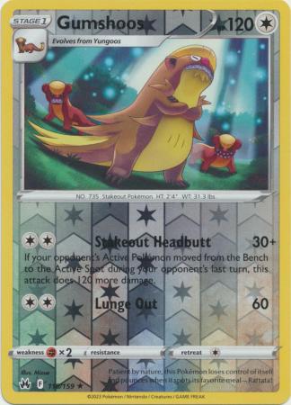 Pokemon Card Crown Zenith 118/159 Gumshoos Reverse Holo Rare *MINT*