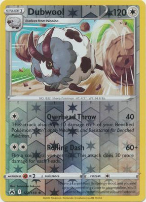 Pokemon Card Crown Zenith 122/159 Dubwool Reverse Holo Rare *MINT*