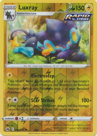 Pokemon Card Crown Zenith 043/159 43/159 Luxray Reverse Holo Rare *MINT*