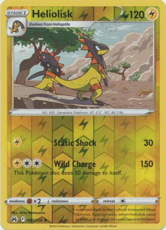 Pokemon Card Crown Zenith 050/159 50/159 Heliolisk Reverse Holo Rare *MINT*