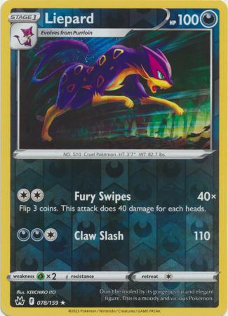 Pokemon Card Crown Zenith 078/159 78/159 Liepard Reverse Holo Rare *MINT*