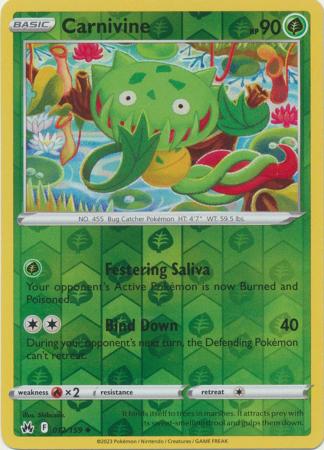 Pokemon Card Crown Zenith 012/159 12/159 Carnivine Reverse Holo Uncommon *MINT*