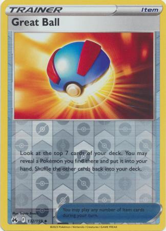 Pokemon Card Crown Zenith 132/159 Great Ball Item Reverse Holo Uncommon *MINT*