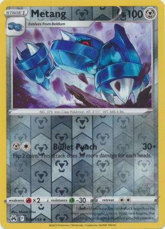 Pokemon Card Crown Zenith 090/159 90/159 Metang Reverse Holo Uncommon *MINT*