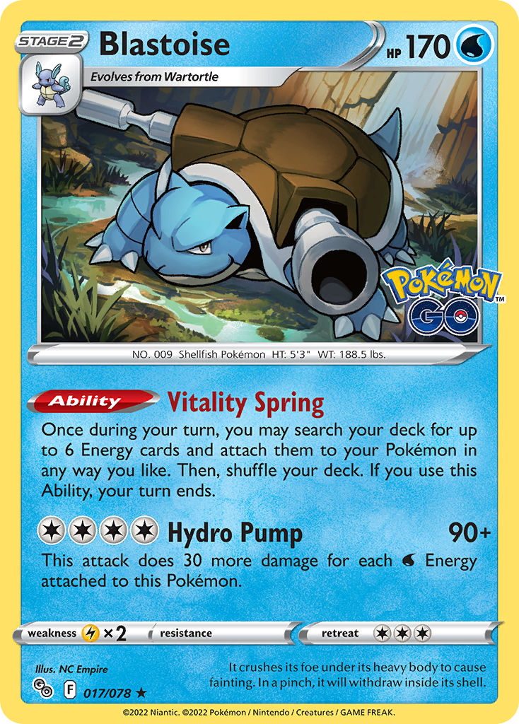 Pokemon Card Pokemon Go 17/78 Blastoise Holo Rare *MINT*