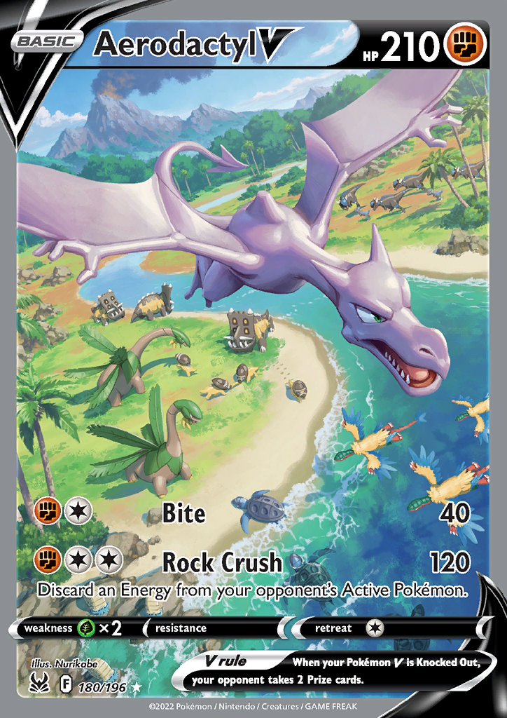 بطاقة بوكيمون مفقودة من أصل 180/196 Aerodactyl V فن بديل *جديد*