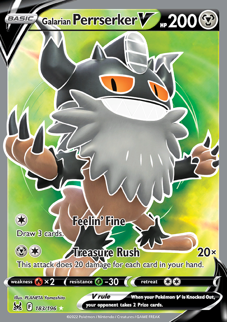 Pokemon Card Lost Origin 183/196 Galarian Perrserker V Full Art *MINT*