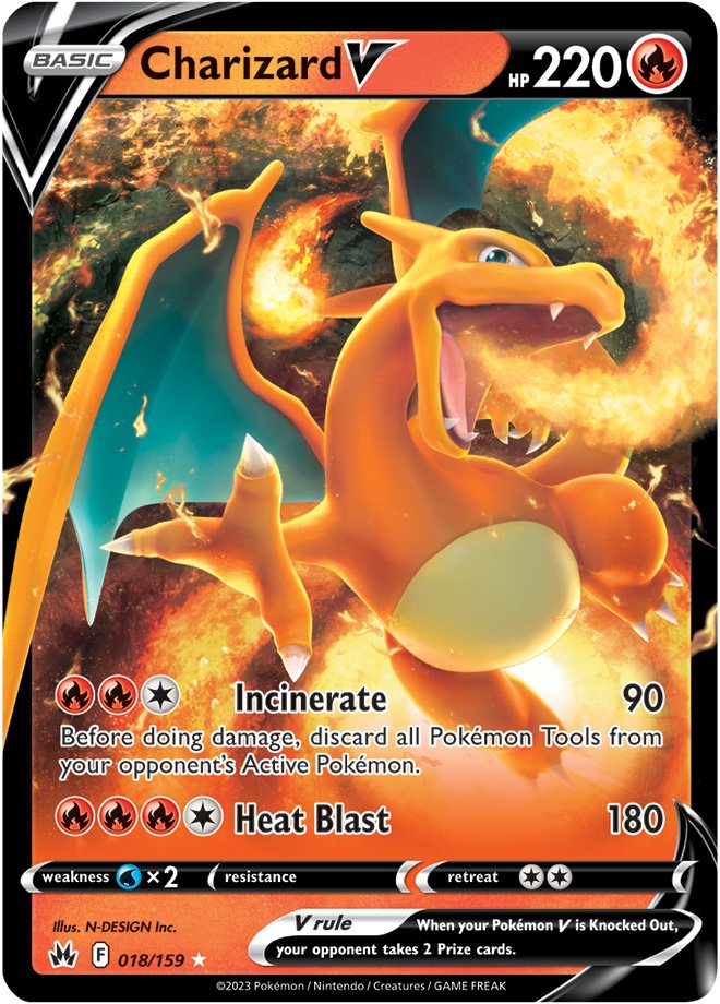 (S) Pokemon Card Crown Zenith 018/159 18/159 Charizard V Ultra Rare *MINT*